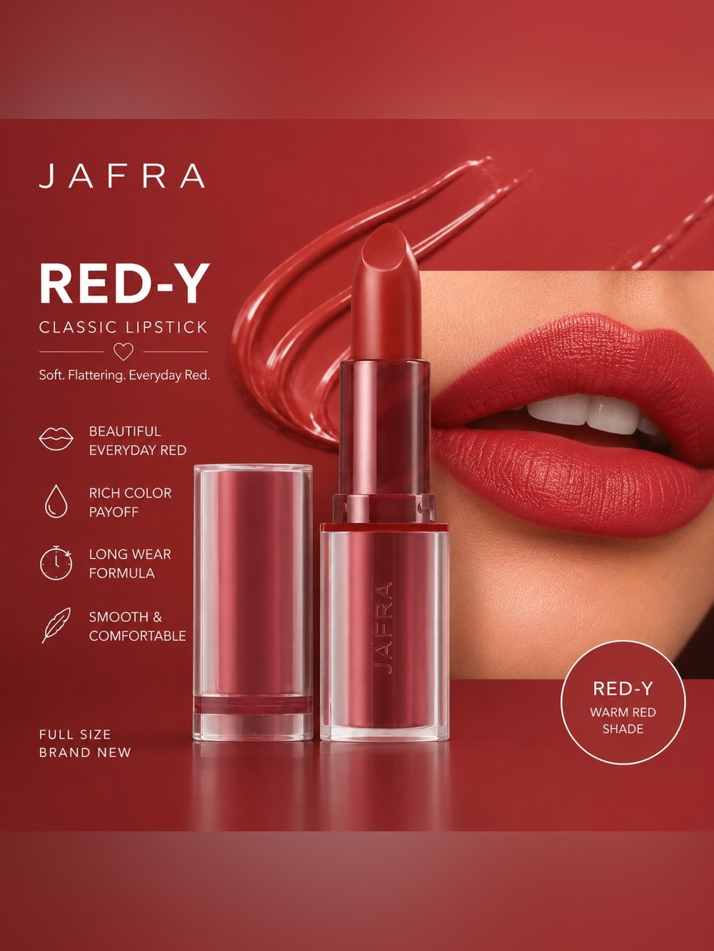 Jafra Classic Lipstick Red-y | Soft Classic Red Lipstick | New